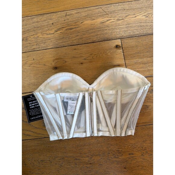 retrofete Lex Bustier Embellished Top White Womens Size Medium - Picture 7 of 9